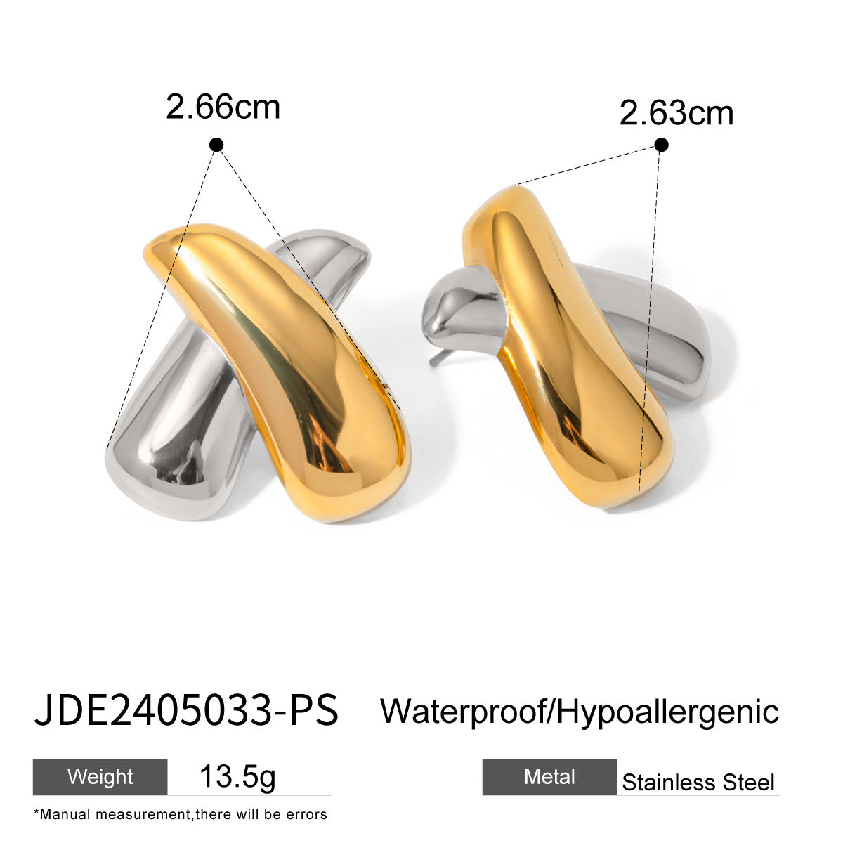 Gold Sier Two-color Irregular Stainless Steel Earrings