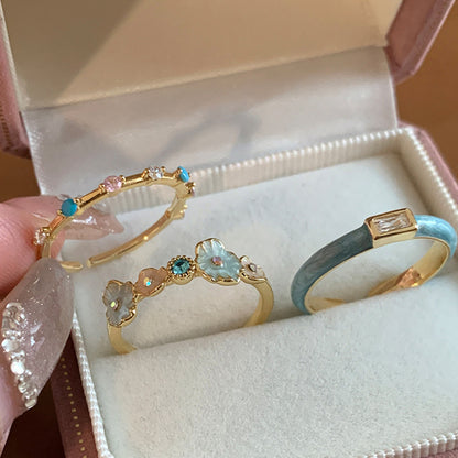 Women's Dripping Zircon Flower Open Light Luxury Rings
