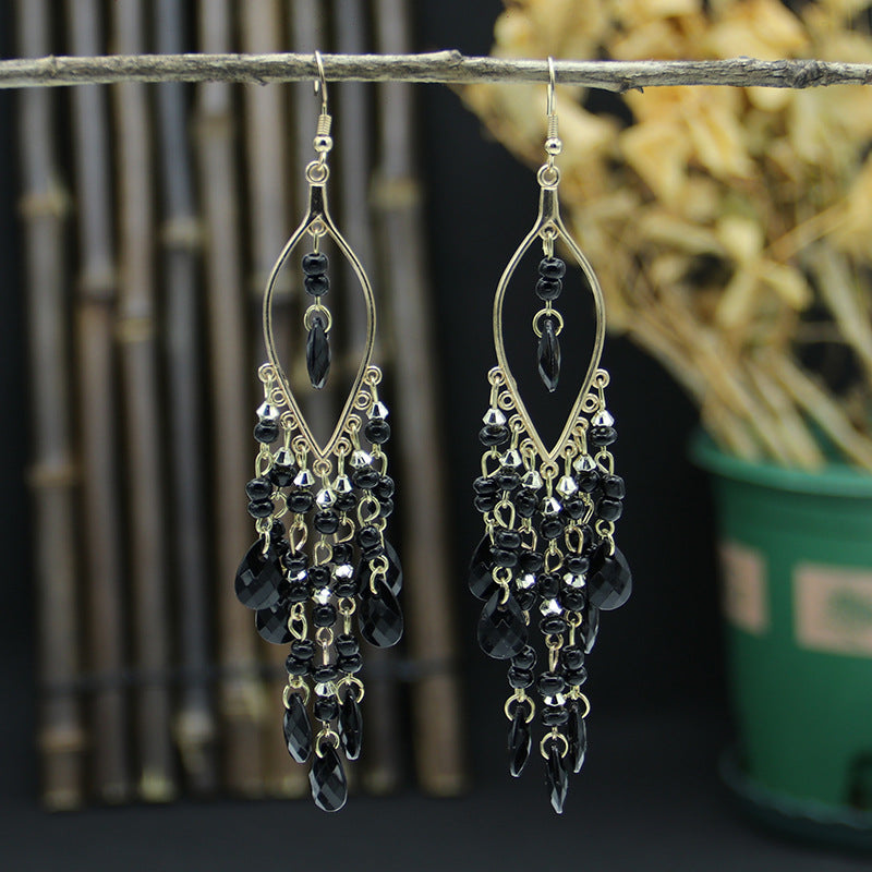 Women's Bohemian Long Fashion Exaggerated Water Drop Tassel Graceful Earrings