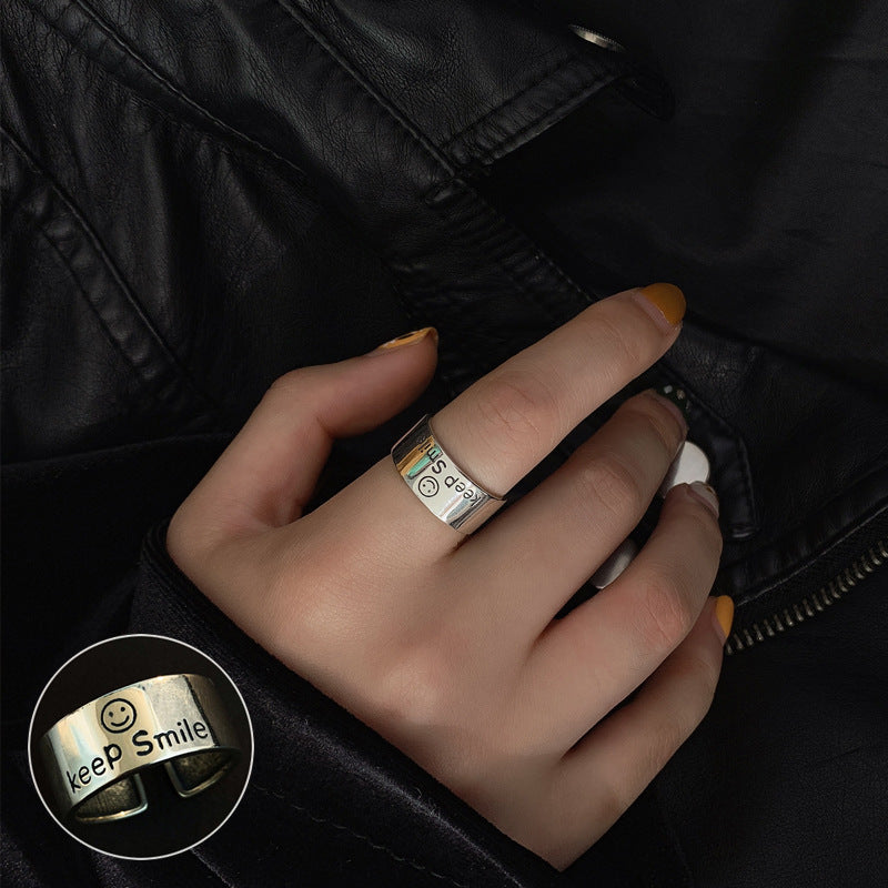 Female Sier Personality Distressed Geometric Simple Rings