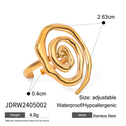 Ding Ornament Gold Stainless Steel Open Rings