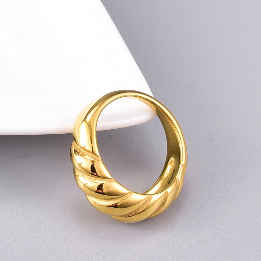 Titanium Steel Female Gold Plated Fashion Personality Design Rings