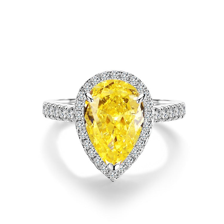 Sterling Sier Yellow Diamond Female Ice Rings