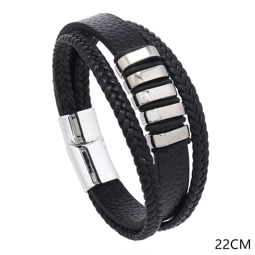 Men's Ornament Woven Leather Simple Fashion Magnetic Bracelets