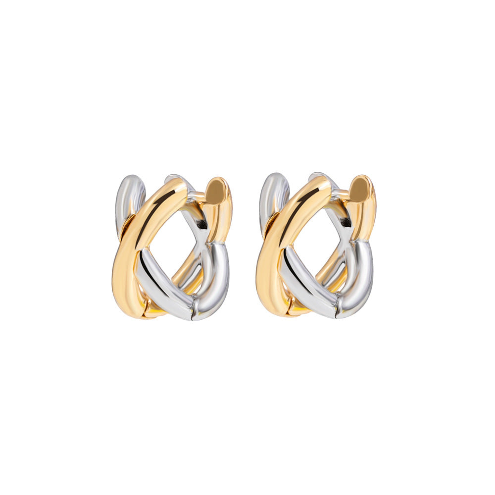 Circle Simple Elegant Gold Sier Two-color Earrings