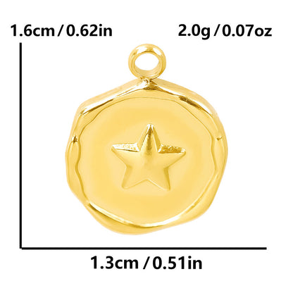 Steel Fashion Irregular Round Titanium Star Moon Love Heart Pendants