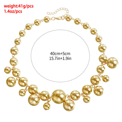 Women's Ornament Exaggerated Large Beads Short Collar Punk Necklaces