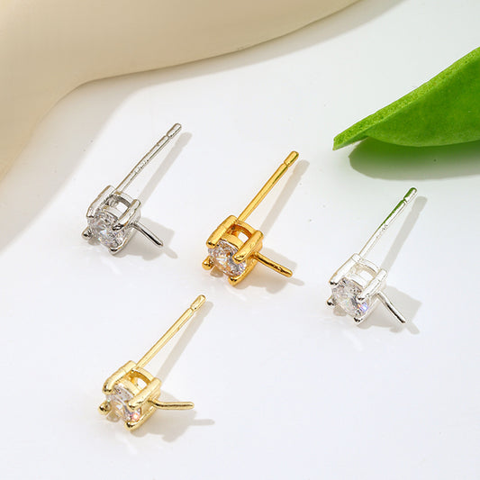 Gold-plated Pearl Accessories Micro Inlaid Zircon Earrings