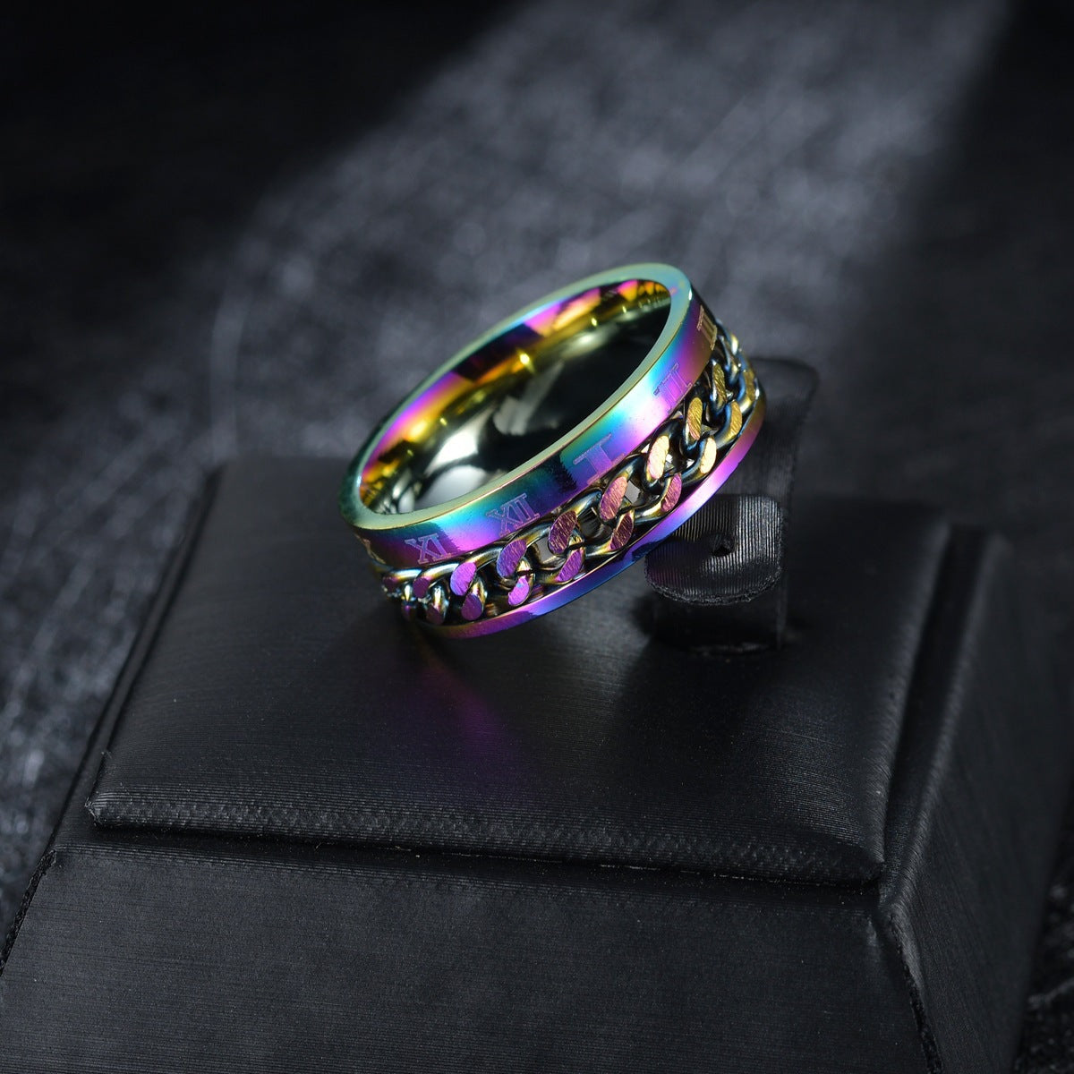 Men's Turn Chain Korean Hip Hop Titanium Steel Unique Hipster Rings