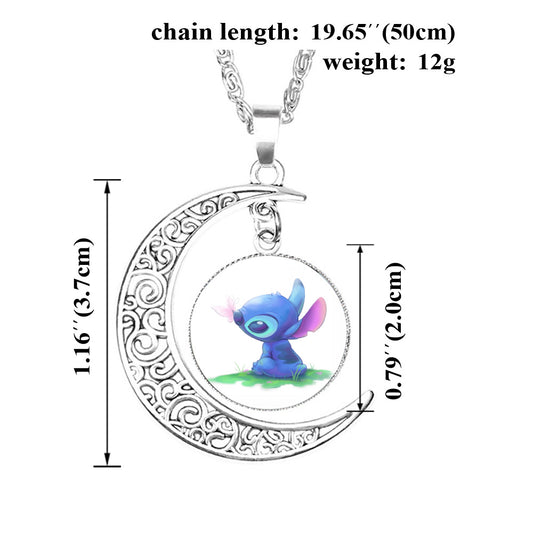 Star Stitch Cartoon Pattern Time Stone Necklaces