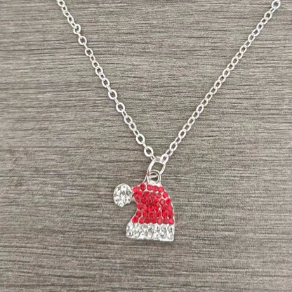 Cute Refreshing Diamond Deer Christmas Hat Necklaces