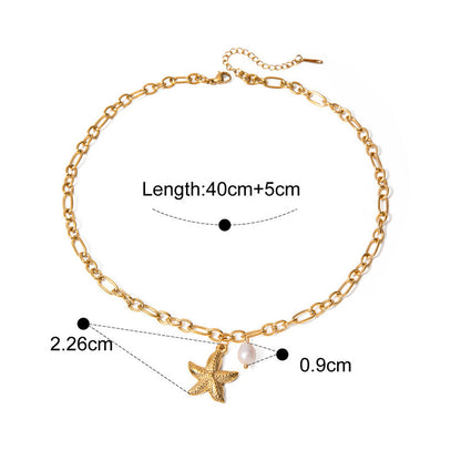 Summer Ocean Gold Stainless Steel Starfish Necklaces