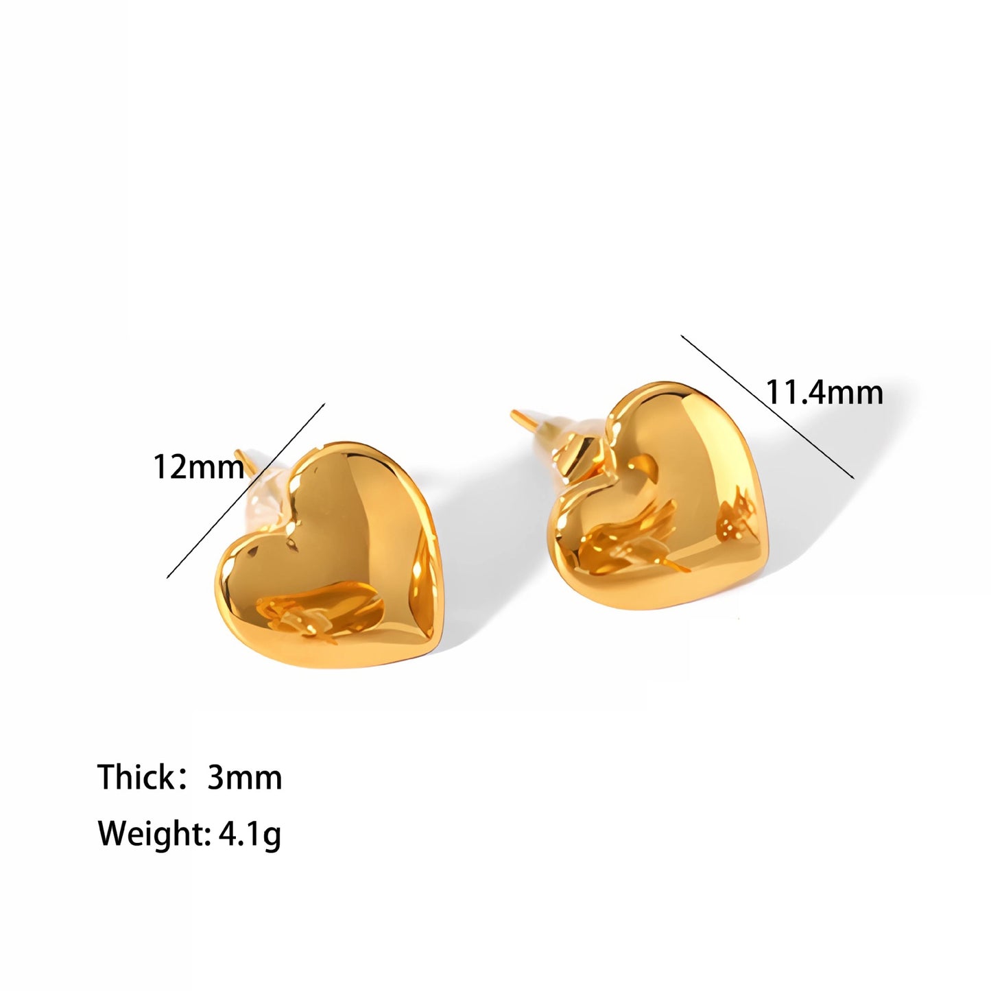 Plated Heart-shaped Minimalist Design Graceful Fashionable Earrings