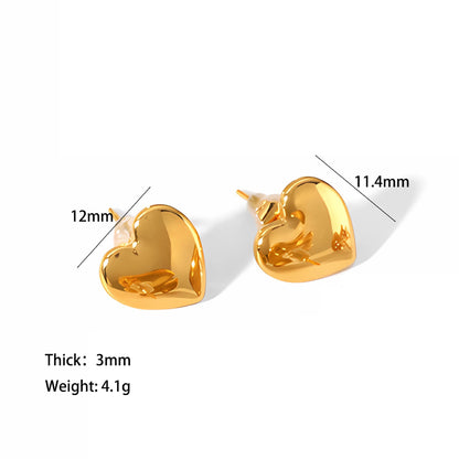 Plated Heart-shaped Minimalist Design Graceful Fashionable Earrings