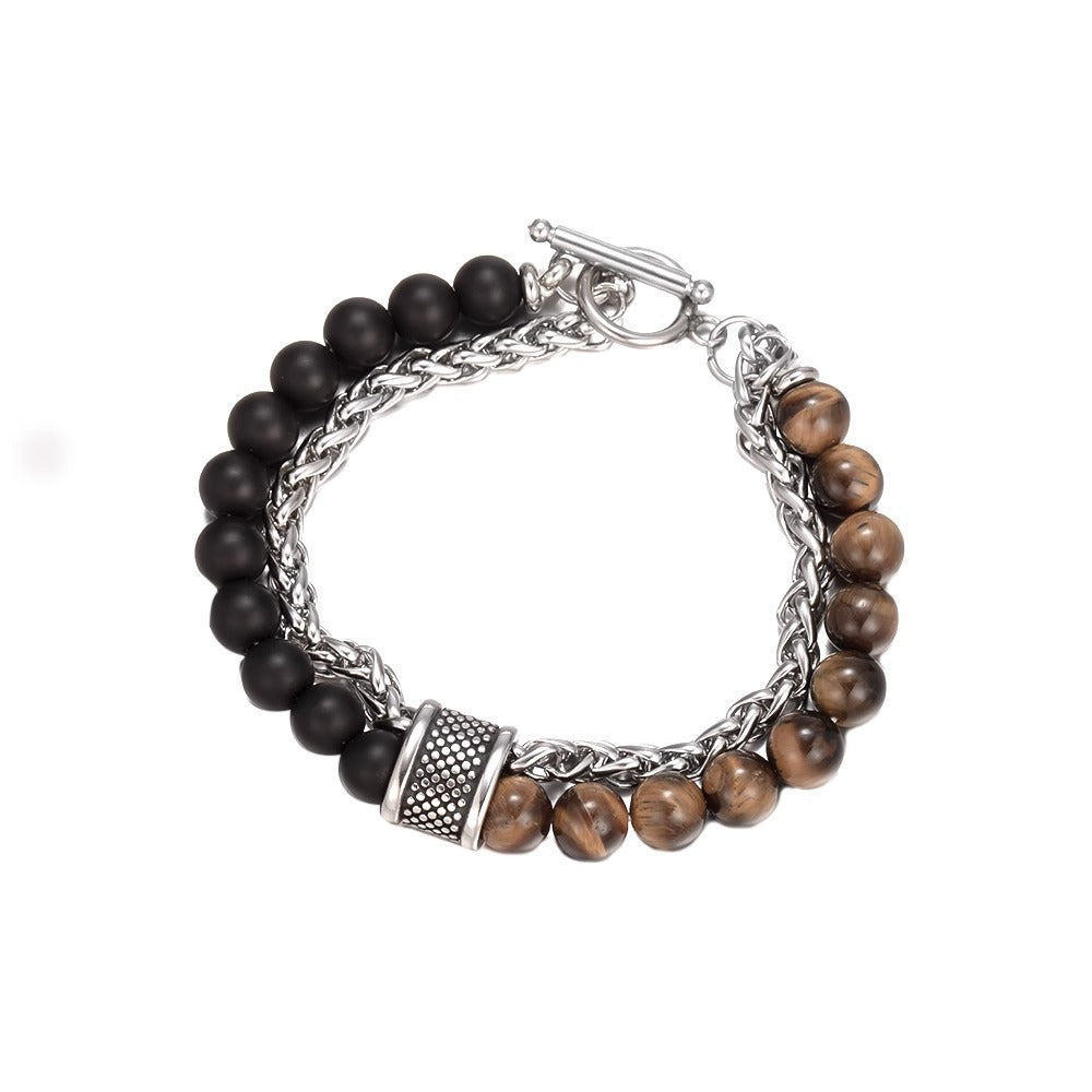 Men's Trendy Personality Lucky Beads Boys Beaded Obsidian Bracelets