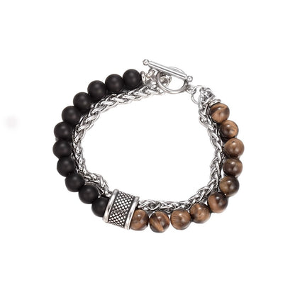 Men's Trendy Personality Lucky Beads Boys Beaded Obsidian Bracelets