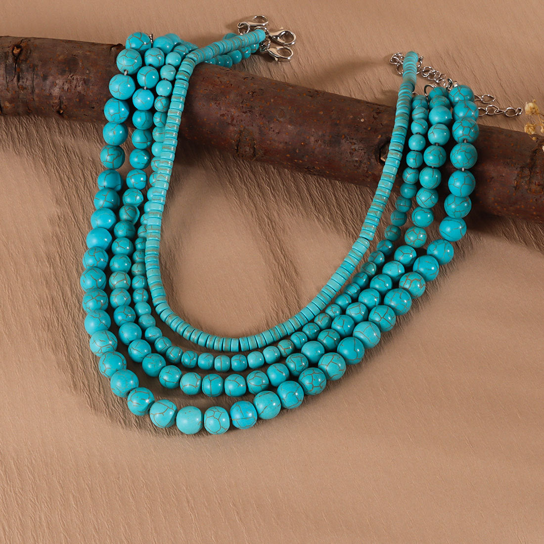 Turquoise Round Beads String Of Personalized Short Chain Necklaces