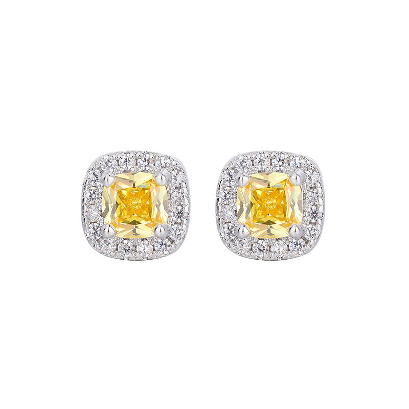 Diamond Ear Retro Yellow Square Female Earrings