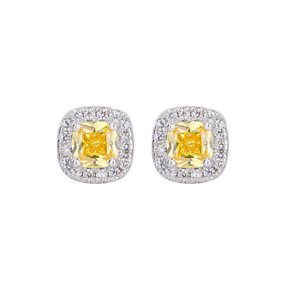 Diamond Ear Retro Yellow Square Female Earrings