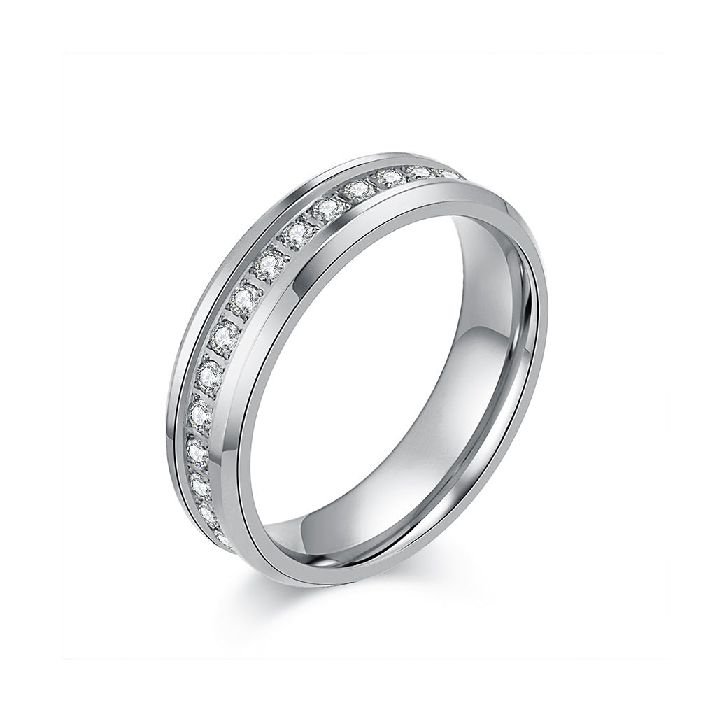 Women's & Men's Neutral Affordable Luxury Style Titanium Steel Marriage Proposal Couple Rings