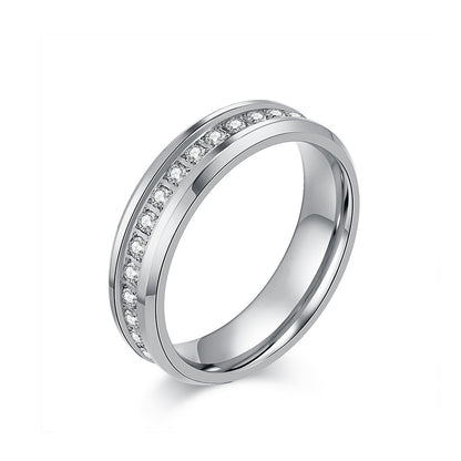 Women's & Men's Neutral Affordable Luxury Style Titanium Steel Marriage Proposal Couple Rings