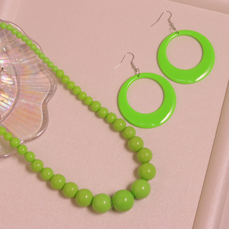 Women's Color Beads Acrylic Vintage Beaded Hollow Necklaces