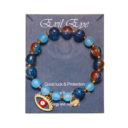 Cystal Crystal Turkish Devil's Eye Beaded Creative Hollow Bracelets