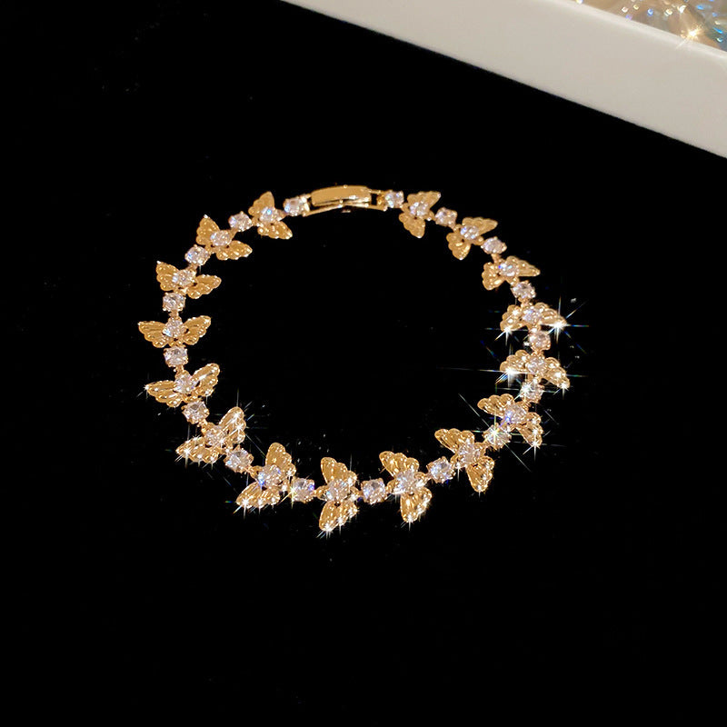 Women's High-grade Light Luxury Zircon Flower Fashion Chinese Valentine's Bracelets