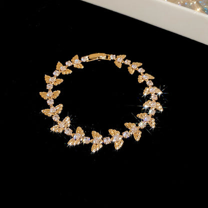 Women's High-grade Light Luxury Zircon Flower Fashion Chinese Valentine's Bracelets