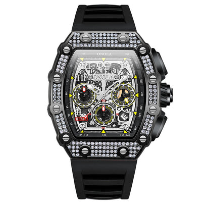 Men's Diamond Stylish Versatile Watch Tape Fast Mechanical Watches