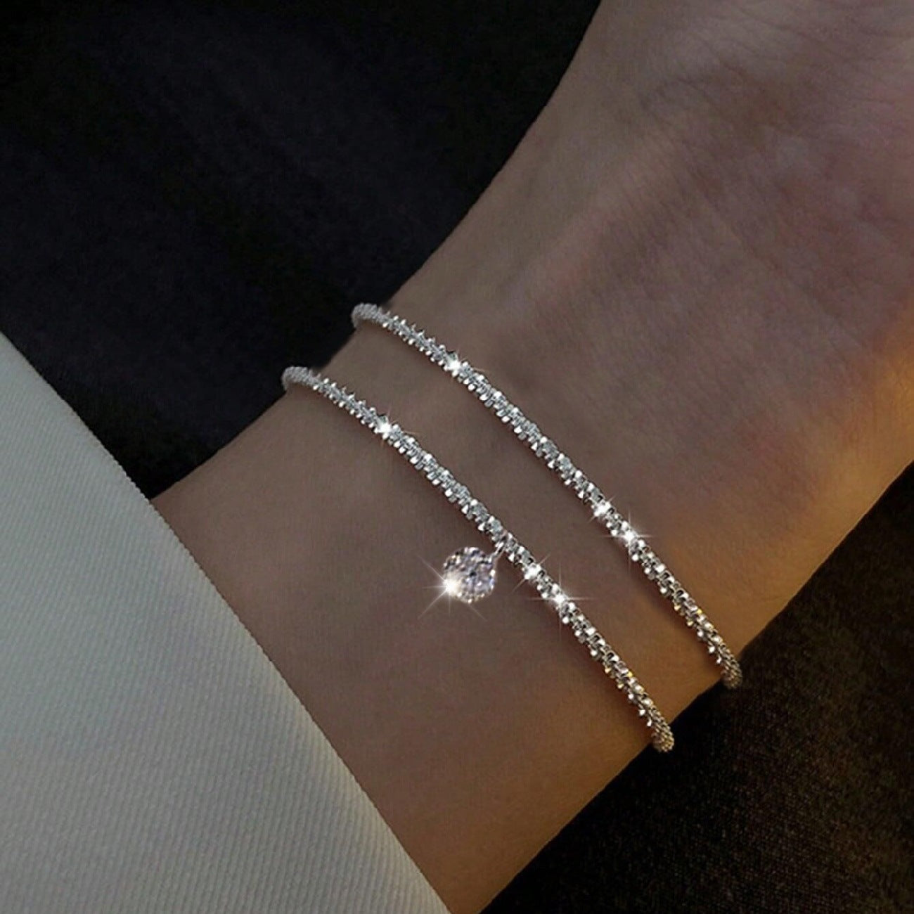 Sier Pigment Sparkling Ladies Personalized Cold Style Light Bracelets