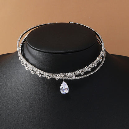 Zircon Water Drop Headband Big Gem Necklaces