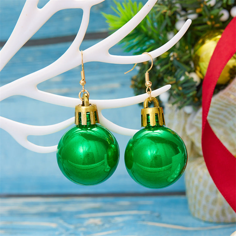 Ornament Christmas Glossy Sequin Bulb Ear Earrings