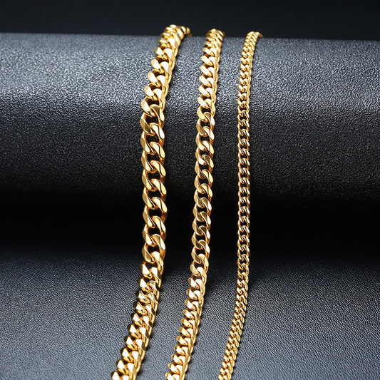 Women's Six-sided Grinding Chain Cuban Link Twin Gold Rings