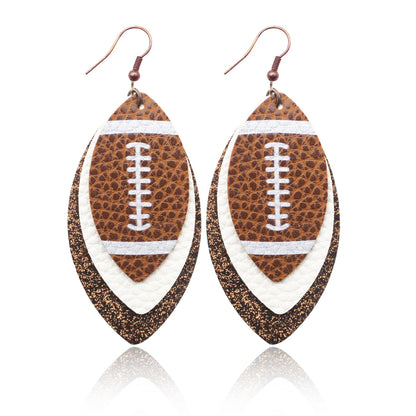 Sports Style Rugby Brown Leopard Print Earrings