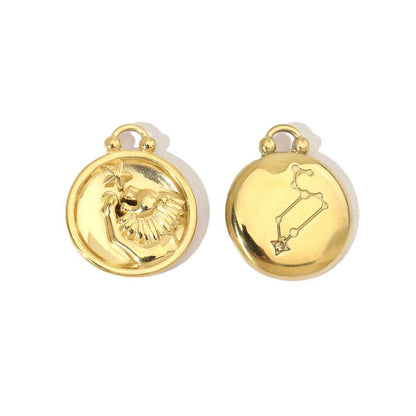 Real Gold Constellation Stainless Steel Round Pendants