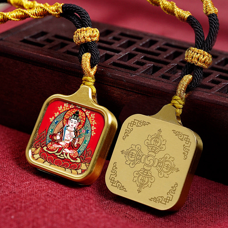 Women's & Men's Statue Of The Buddha Carry-on Yellow Wealth Bodhisattva Pendants