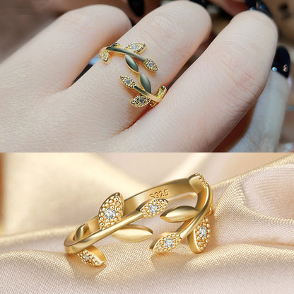 Small Clear Diamond Olive Open Fashion Rings