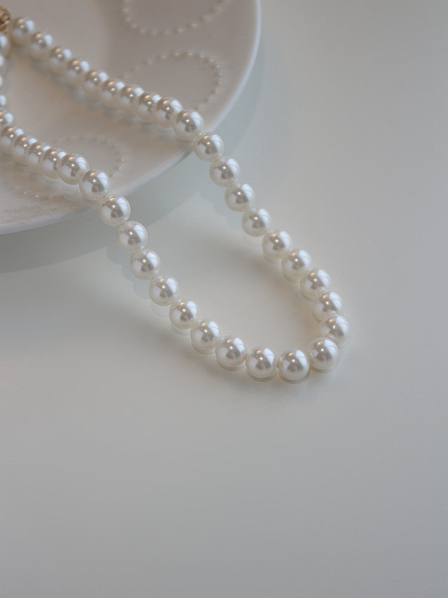 Laziness Plain Pearl Female Niche High Necklaces