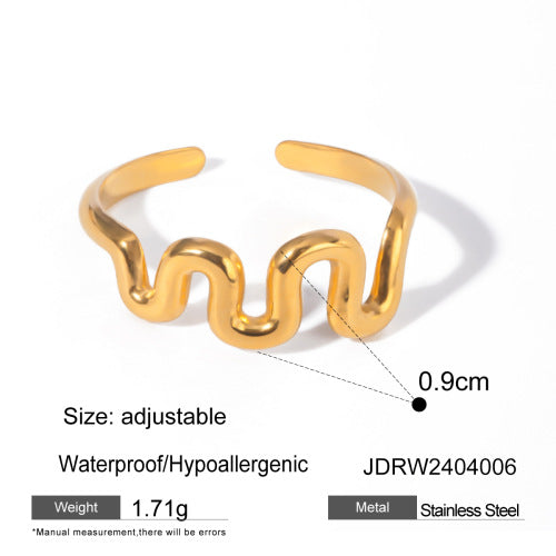 Ding Ornament Gold Stainless Steel Open Rings