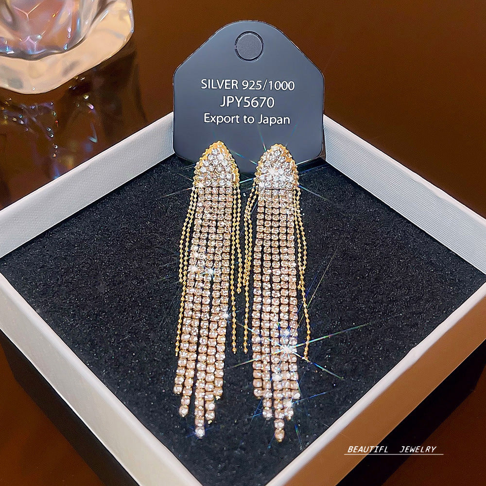 Women's Zircon Tassel High-grade Light Luxury Delicate Earrings