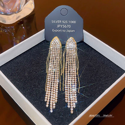 Women's Zircon Tassel High-grade Light Luxury Delicate Earrings