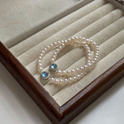 Women's Small Sweet Potato Rose Chalcedony Pearl Bracelets