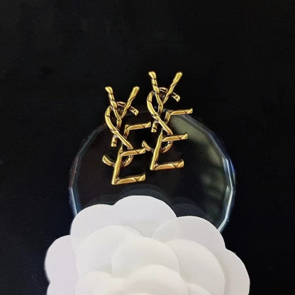 Women's & Men's Quality Collection Trending Rhinestone Letters Sier Earrings