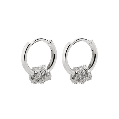 Women's Style Sier Needle Micro Inlaid Zircon Retro Earrings