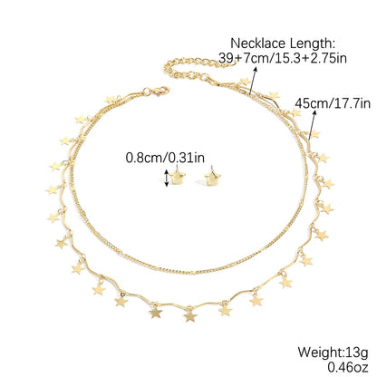 Jewelry Suit Five-pointed Star Twin Zircon Necklaces