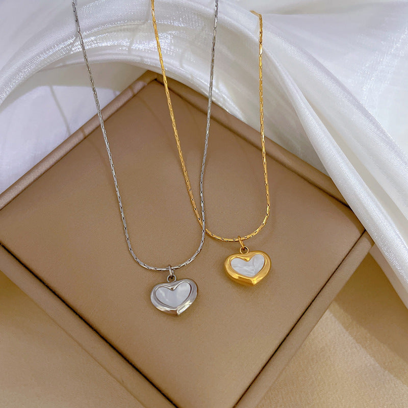 Body Titanium Steel Heart Fritillary Minimalist Furnace Real Gold Necklaces