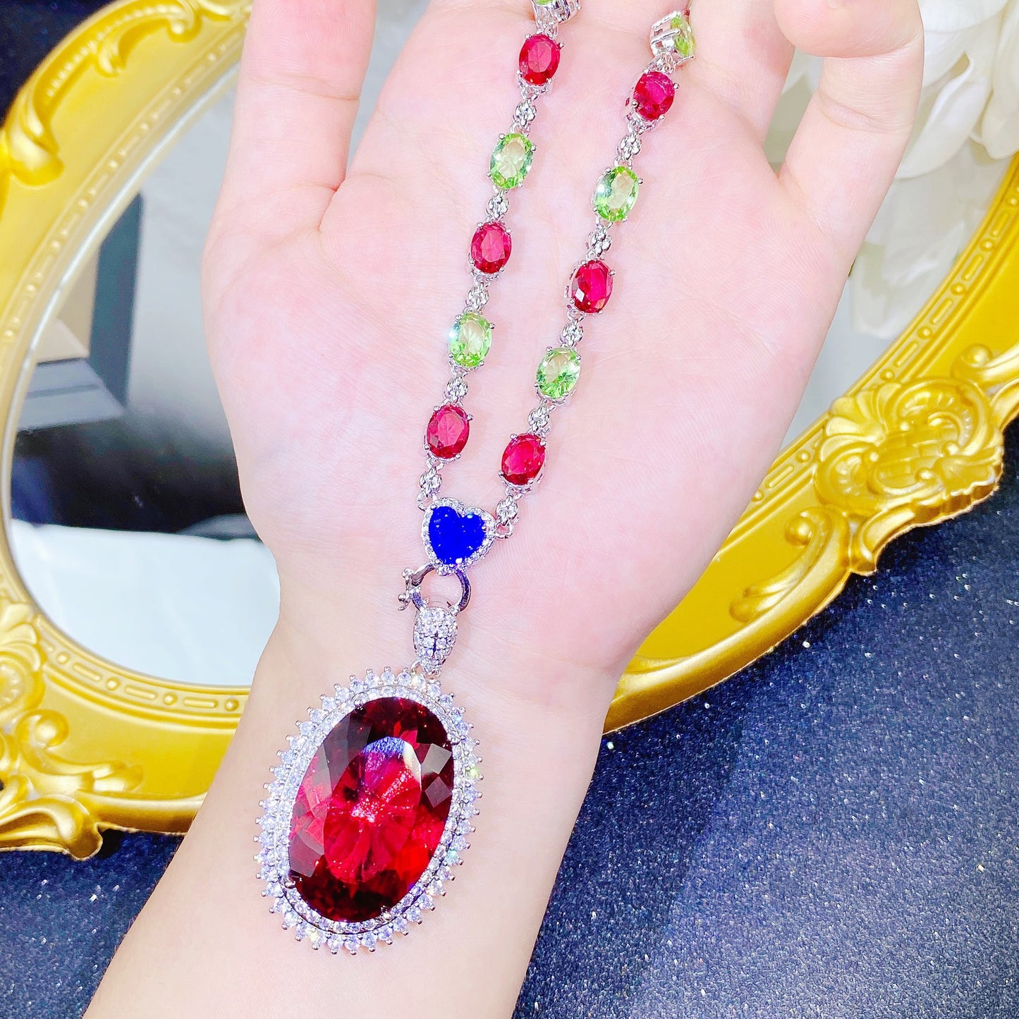 Luxury Temperament Colored Gems Candy Color Necklaces