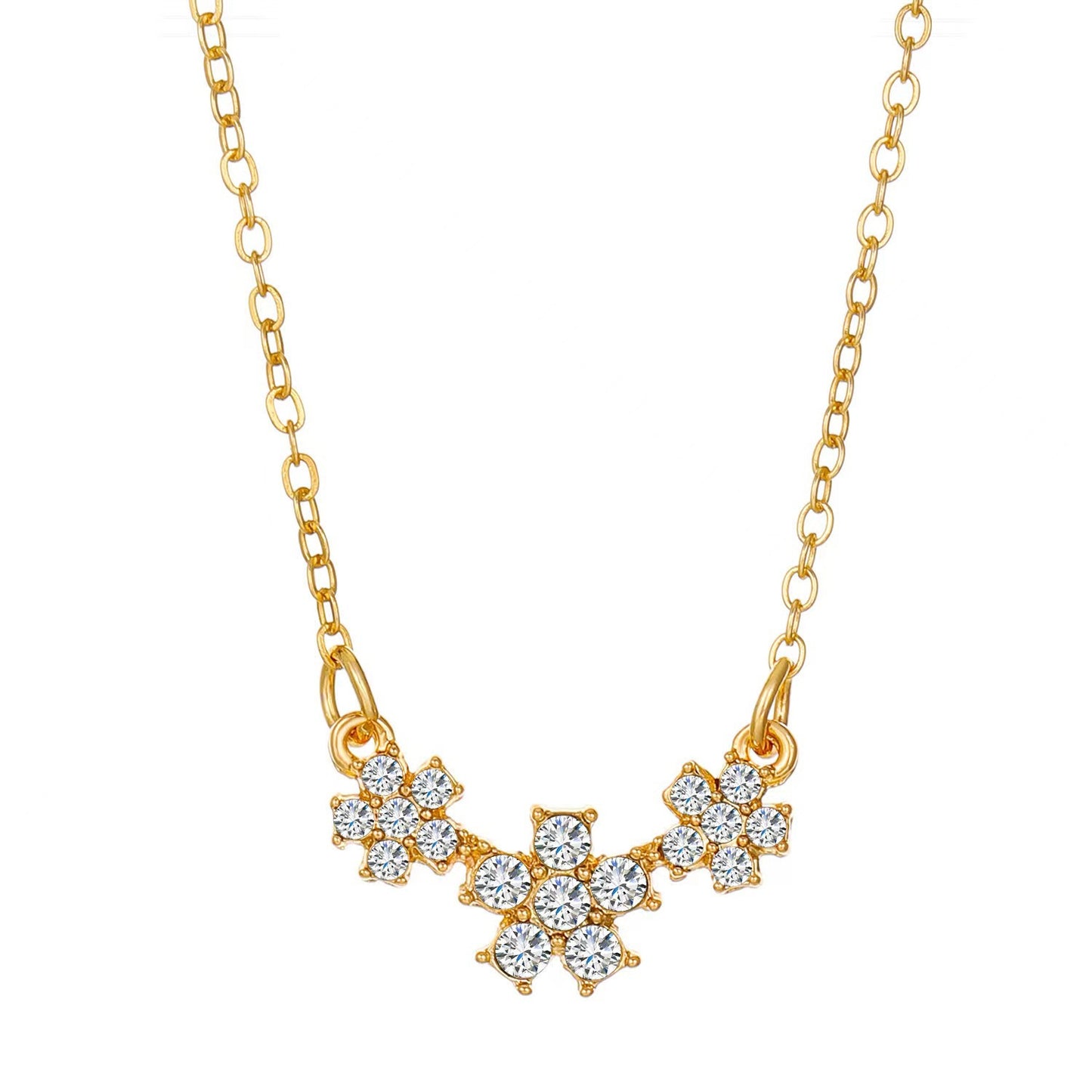 Sweet Flowers Zircon Star Moon Cross Necklaces