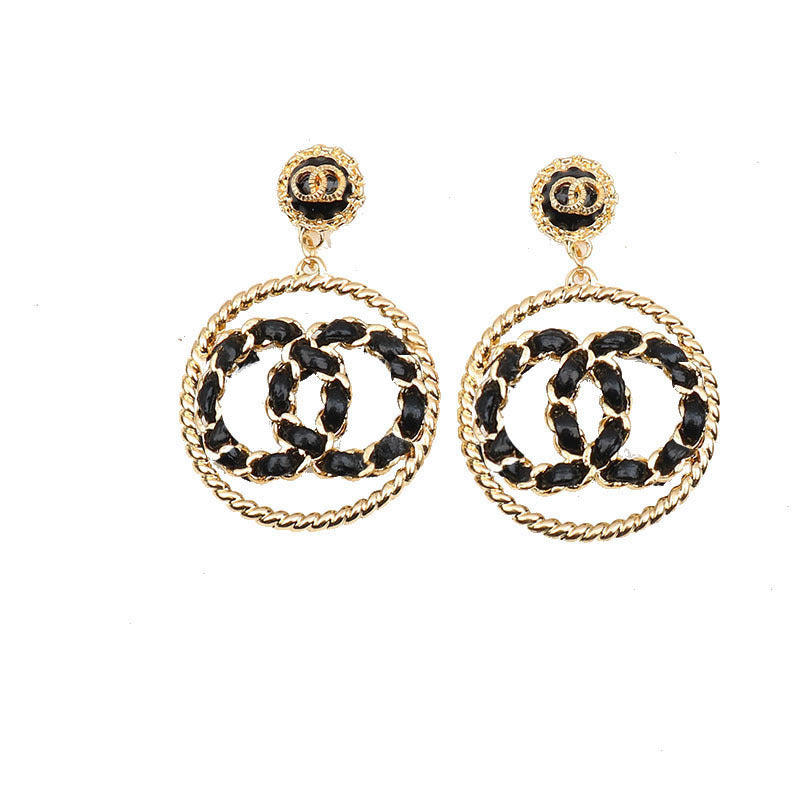 Circle Classic Style Double Long Digital Earrings